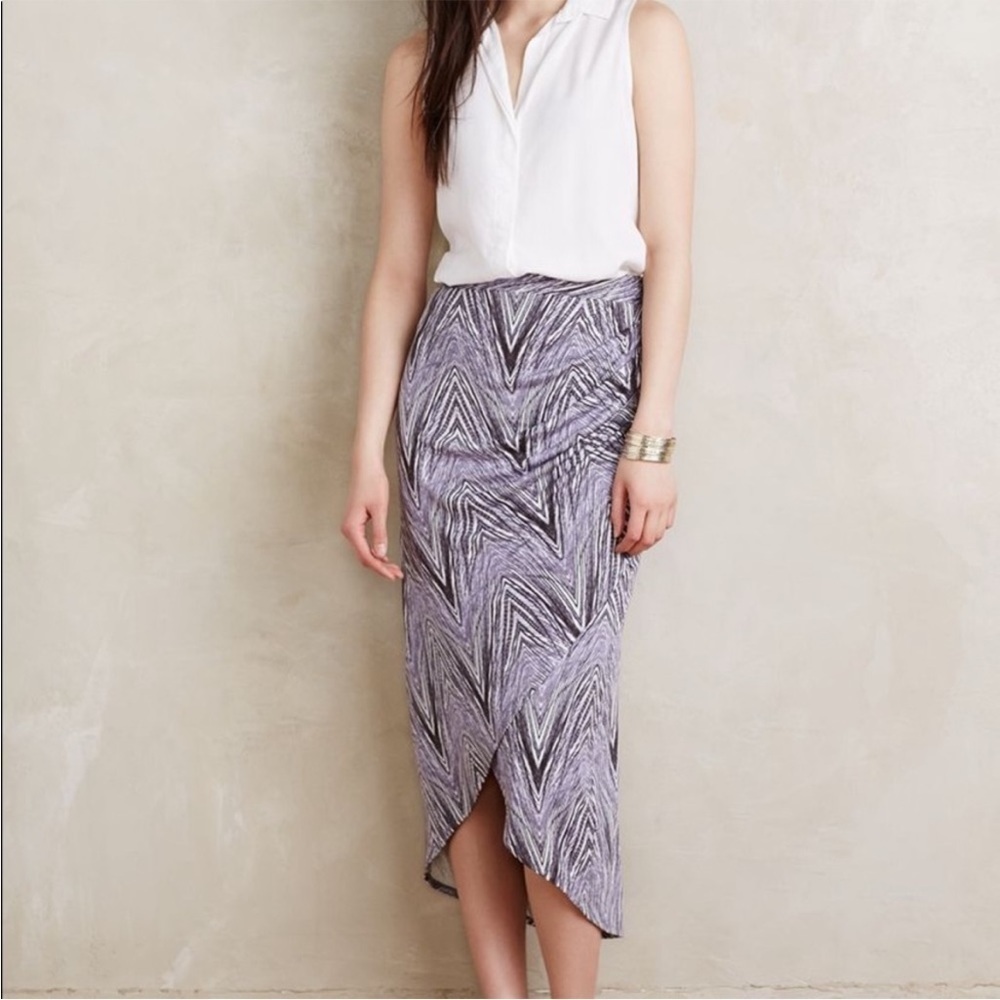 Anthropologie‎ Maeve Monetta Wrapped Purple Midi Skirt